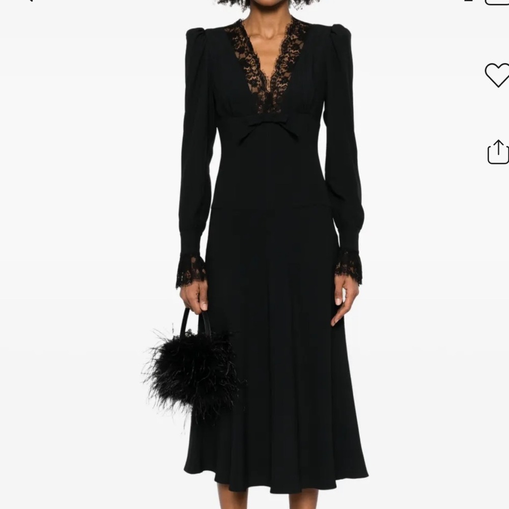 Alessandra Rich Black Midi Dress with Flared Hem
